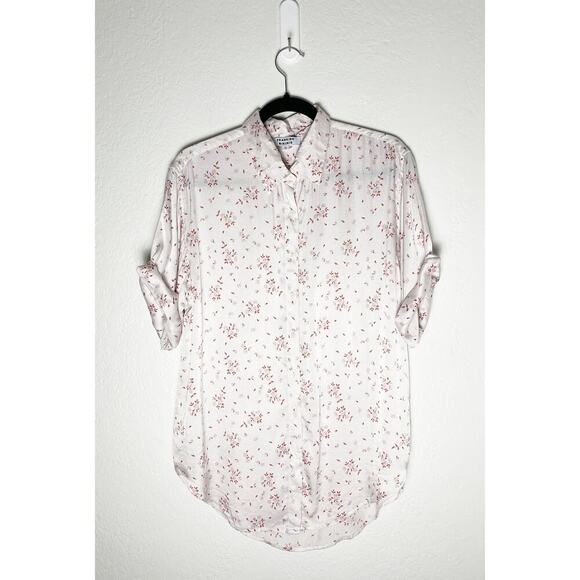 Frankies Bikinis Women's Fifi Silk Blend Cover Up Shirt Floral Sweet Rose Whimsy - Picture 2 of 6